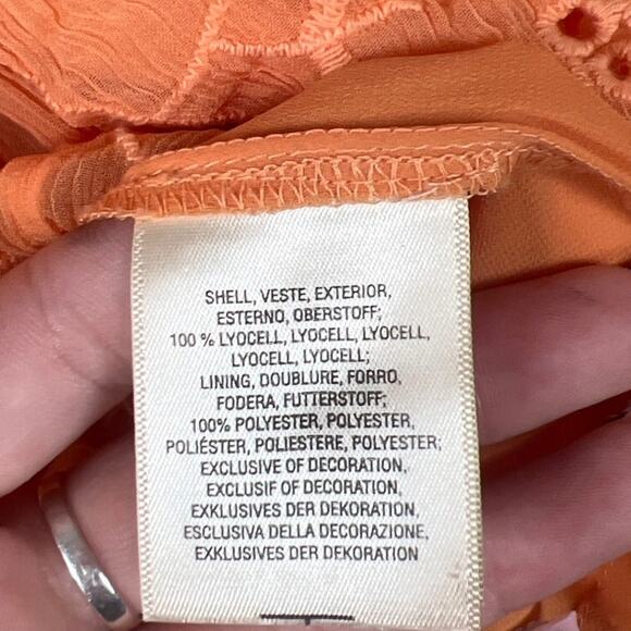 Anthropologie Floreat Eyelet  Orange Off Shoulder Ruffle Blouse Women's Size XS - Picture 3 of 6